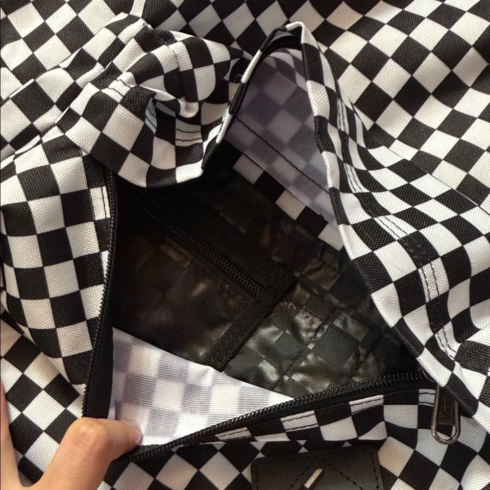 Vans Black & White Checkerboard Backpack with Front Pocket